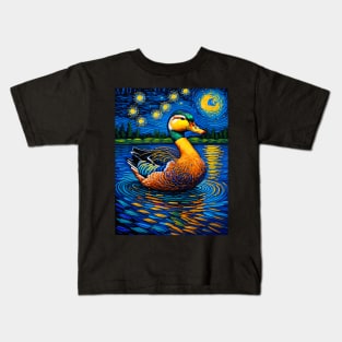 Duck in starry night Kids T-Shirt